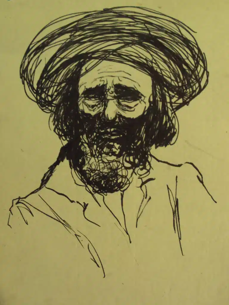 a drawing of a man with a beard
