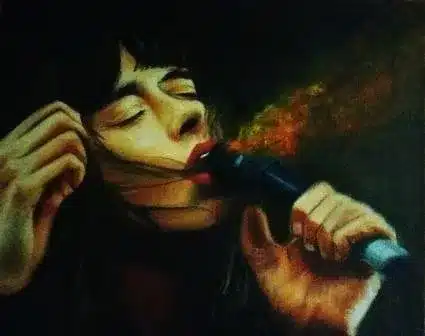 Voz de fuego - oleo sobre tela 30x40cm, Violeta Esparza (2017)
